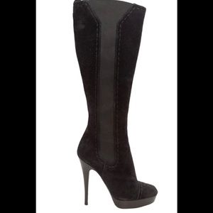YSL Knee high stretchy suede boots